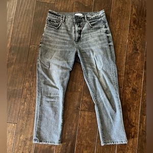 High waist straight crop jeans